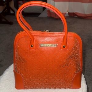 Catherine Malandrino Orange Embossed Satchel